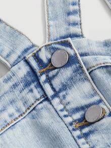 SHEIN MOD Button Front Cami Denim Top - Light Wash - View 4