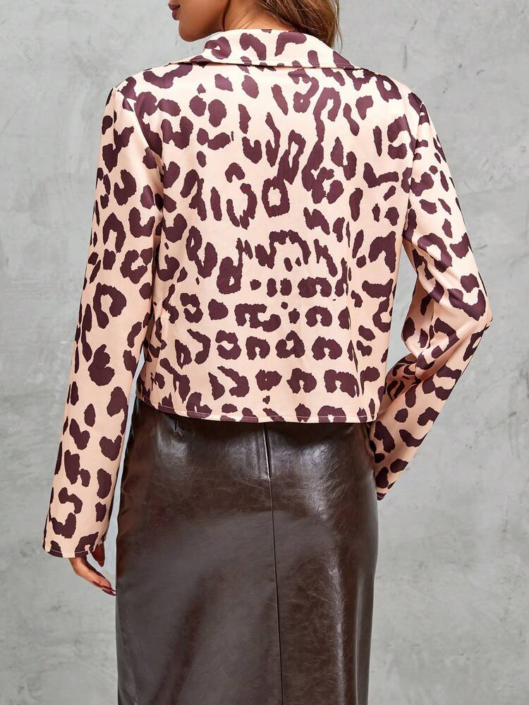 Leopard Print Zip Up Jacket
