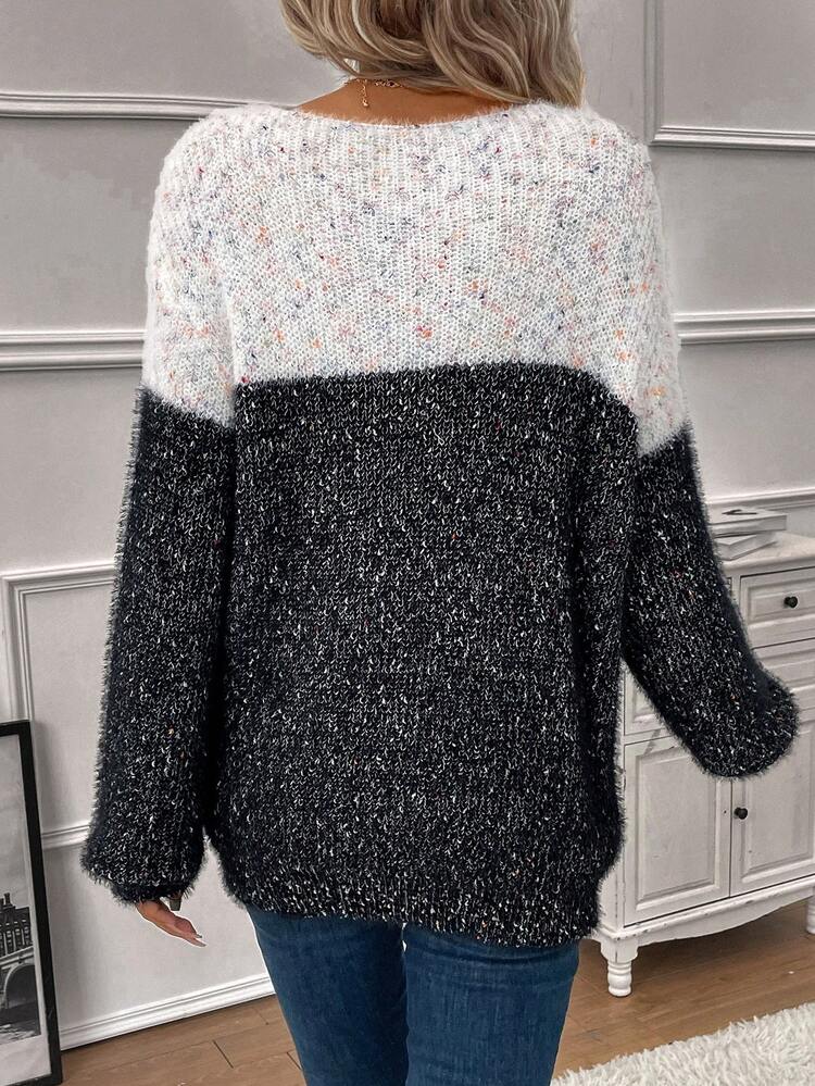 Color Block Drop Shoulder Sweater