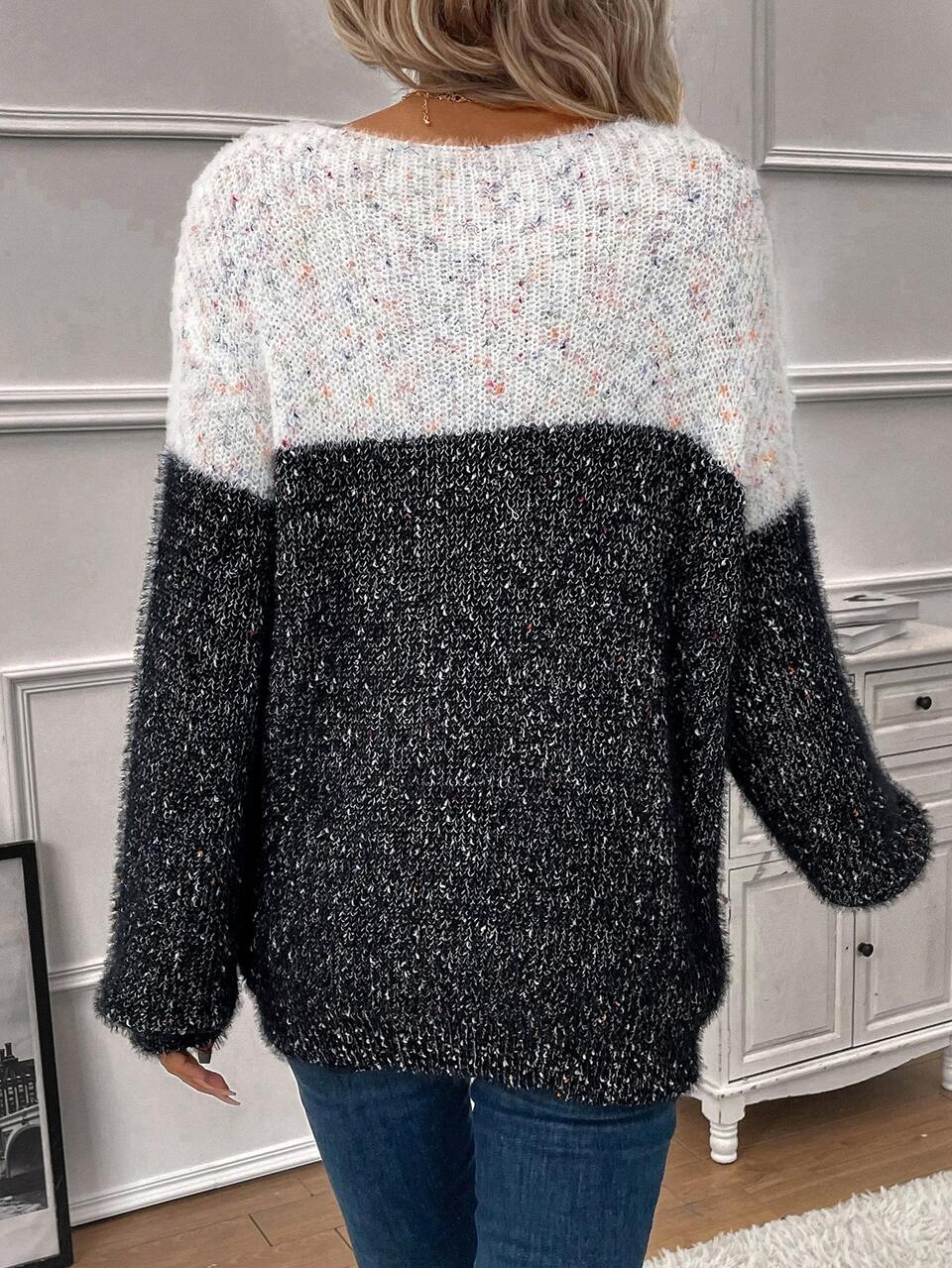 Color Block Drop Shoulder Sweater
