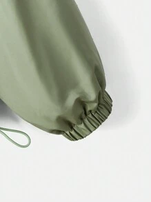 SHEIN EZwear 拉鏈開襟落肩袖夾克 - 軍綠色 - 查看 3