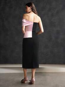 MOTF PREMIUM 雙色一字肩洋裝 - 彩色 - 查看 9