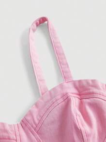 SHEIN MOD 素色緊身上衣牛仔吊帶洋裝