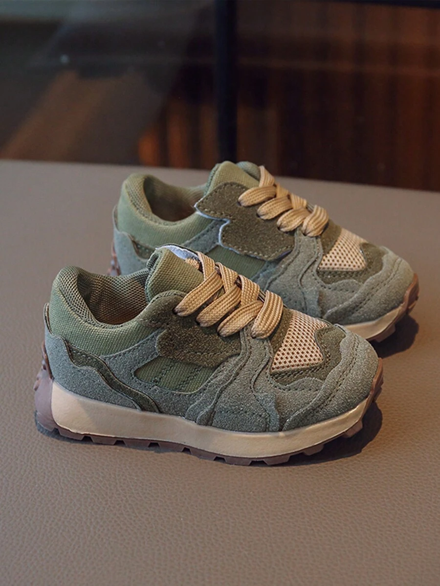 女童運動鞋,橄欖綠復古風格百搭設計 - 軍綠色 - 查看 1