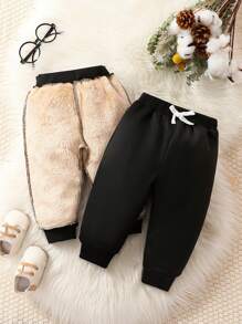 Baby Girl Tie Front Thermal Sweatpants