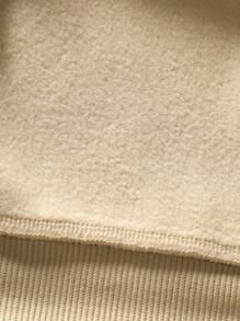 Manfinity Homme Nam Plus Đồ họa Chữ cái Lót nhiệt Áo nỉ - Màu Khaki - Xem 3