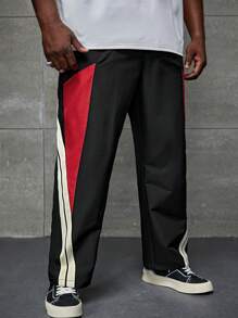 Aesthetic Post--Men Plus Contrast Side Seam Drawstring Waist Pants - Multicolor - View 4