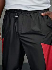 Aesthetic Post--Men Plus Contrast Side Seam Drawstring Waist Pants - Multicolor - View 5