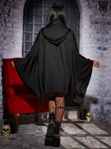 SHEIN PETITE Áo choàng có mũ trùm đầu rắn - màu đen - Xem 1