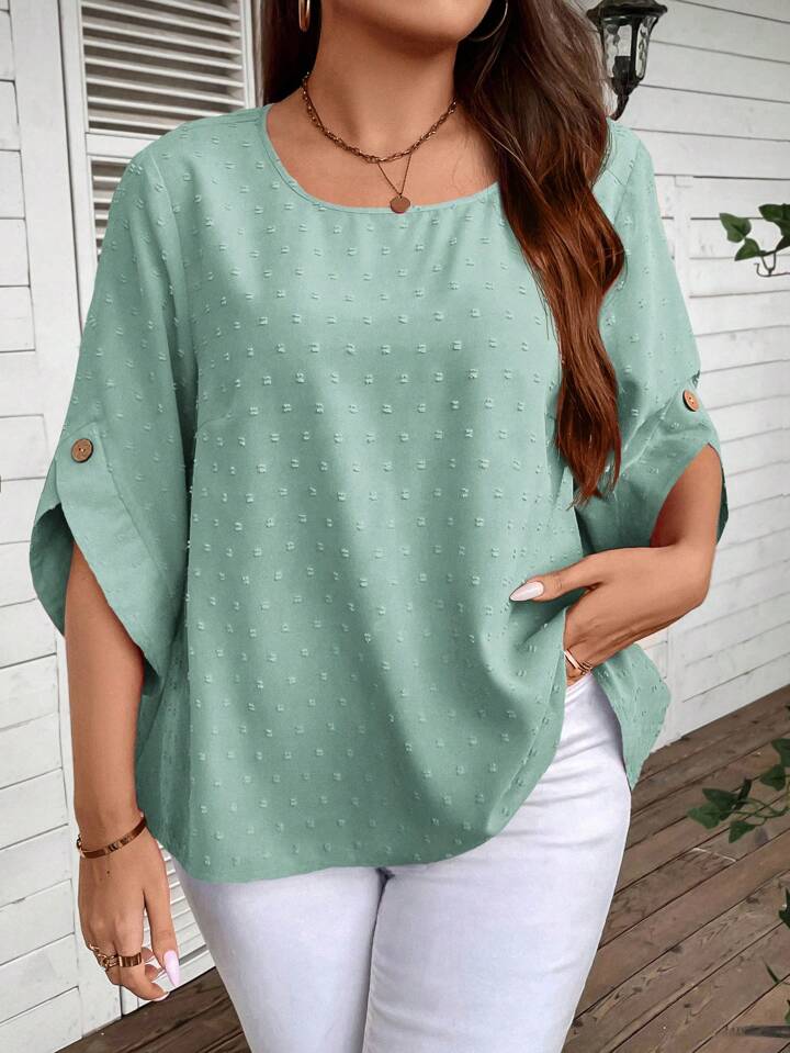 green swiss dot blouse