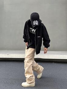 Manfinity Men Ripped Frayed Straight Leg Jeans - Apricot - View 7