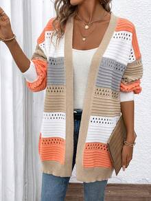 SHEIN LUNE 撞色落肩开衫 - 彩色 - 查看 4