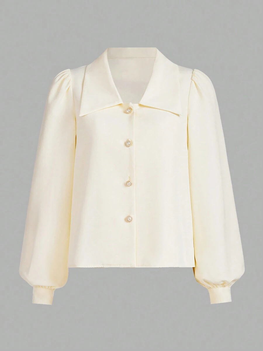 Teen Girl Solid Button Front Shirt - Yellow - View 1