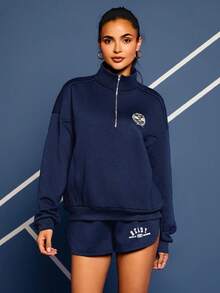 VARSITIE Sports Tennis Basic Outdoors With SWEATSHIRT - Navy Blue - View 5