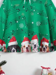 SHEIN Young Girl Christmas Print 3D Antlers Design Hooded Cape Coat