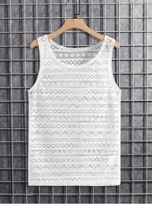 Manfinity RSRT 男士純色背心 - 白色 - 查看 6