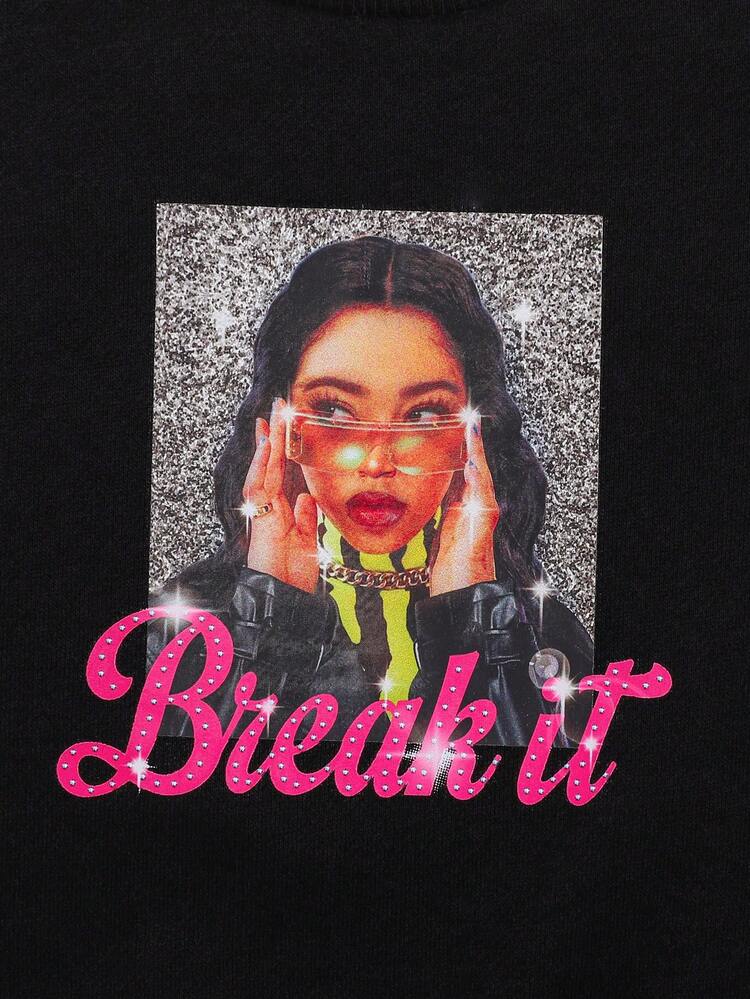 Baby Girls Letter & Figure Graphic Sweatshirt