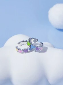 SHEIN X Care Bears 3pairs/set Cute 3d Earrings & Ear Cuffs - Multicolor - View 7