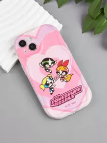 The Powerpuff Girls | ROMWE 1入 iPhone 專用英文字母卡通圖案 TPU 手機殼 - 彩色 - 查看 2