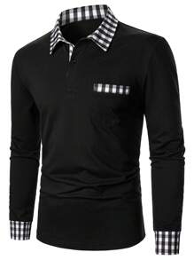 Manfinity Homme Men Gingham Print Polo Shirt - Black - View 3