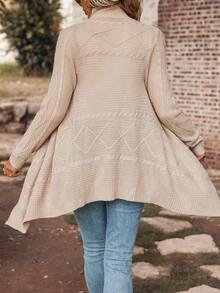 SHEIN LUNE 垂墜領鈕扣細節裹身開衫 - 卡其色 - 查看 2