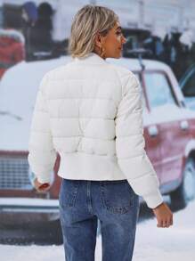 SHEIN Essnce Zip Up Hooded Padded Padded Coat For Winter Clothes - Beige - View 2