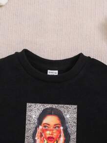 SHEIN Bluza z grafiką dla dziewczynek z literami i figurami