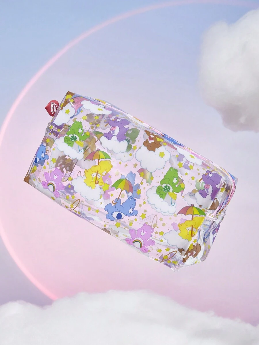 SHEIN X Care Bears 1pc Cartoon Bear Transparent Large Capacity Cosmetic Bag Organizer Pouch,Cheer Bear, Good Luck Bear,Share Bear,Funshine Bear, Gift - Multicolor - View 1