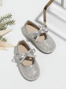 幼儿女孩休闲水钻蝴蝶结平底鞋，韩版儿童乐福鞋平底鞋，舞鞋，秋冬