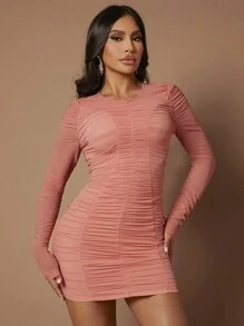SHEIN SXY Vestido ajustado unicolor fruncido
