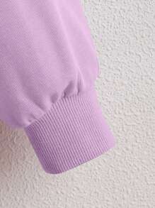 SHEIN 女大童字母和卡通圖案落肩套頭衫 - 淡紫色 - 查看 3