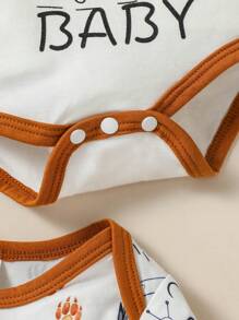 SHEIN 男婴 16 件卡通图案撞色连体衣 & 连衣裤 & 围兜 & 帽子 & 手套 & 袜子礼品套装 - 彩色 - 查看 7