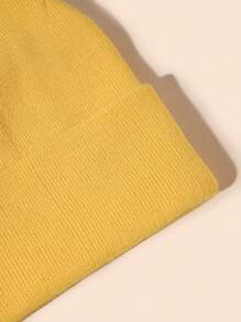 Solid Color Minimalist Men's Knitted Hat Casual - Mustard Yellow - View 3