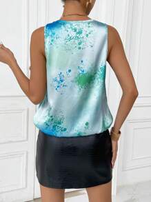 SHEIN Privé Ombre Satin Blouse - Multicolor - View 2