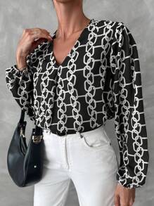 RueChic In Dây chuyền Tay áo lồng đèn Áo sơ mi - màu đen - Xem 3