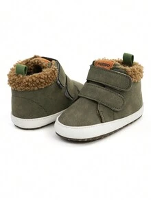 Newborn Infant Boys' And Girls' Thermal Lined Boots, Soft, Warm, Non-Slip Floor Shoes For Infants And Toddlers, Indoor And Outdoor - Army Green - View 5