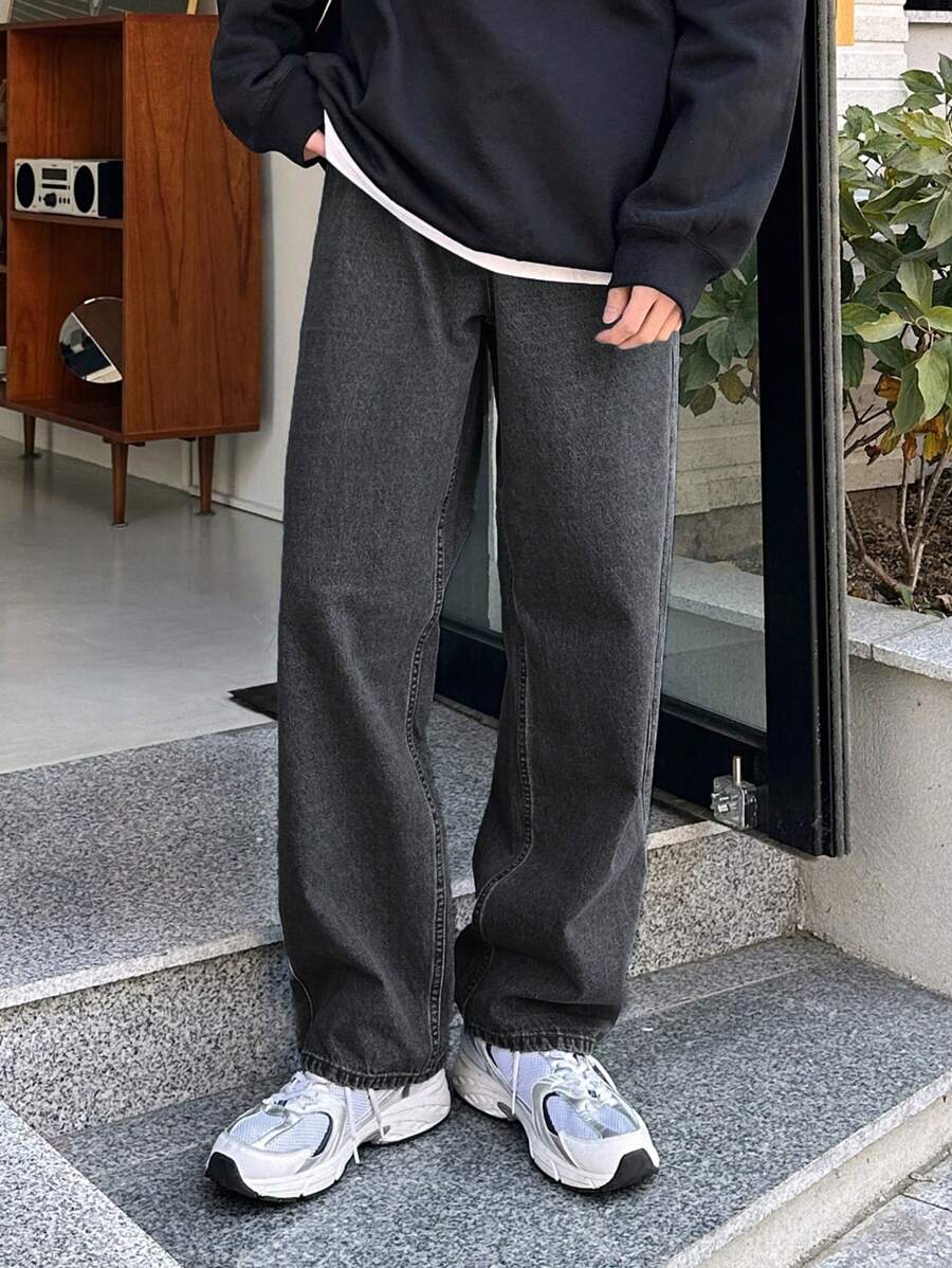 DAZY Men Solid Straight Leg Jeans,Back To School Clothes, Grunge - Black - View 1