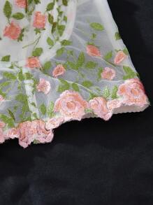 Sujetador lencero con alambres y bordados florales de malla en talla grande - Multicolor - Ver 3