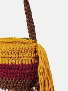 SHEIN VCAY Bolso bandolera para mujeres de moda de color combinado tejido - Multicolor - Ver 8