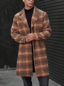 Manfinity Homme Loose Fit Men's Plaid Lapel Collar Overcoat - Multicolor - View 6