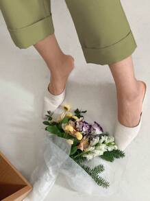 DAZY High Waist Plicated Detail Roll Up Hem Pants - Green - View 7