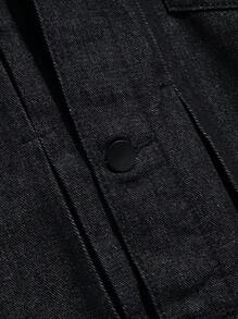 Manfinity Homme Men's Loose-Fit Denim Jacket With Flap Pockets (Tee Not Included) - Black - View 6