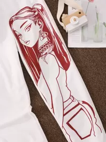 Teen Girl Letter & Figure Graphic Hoodie & Tank Top & Sweatpants