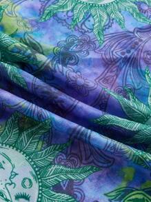 SHEIN ICON Sun Print Mock Neck Mesh Tank Top - Purple - View 3