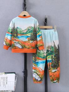 男小童山圖案衛衣和衛褲 - 彩色 - 查看 2