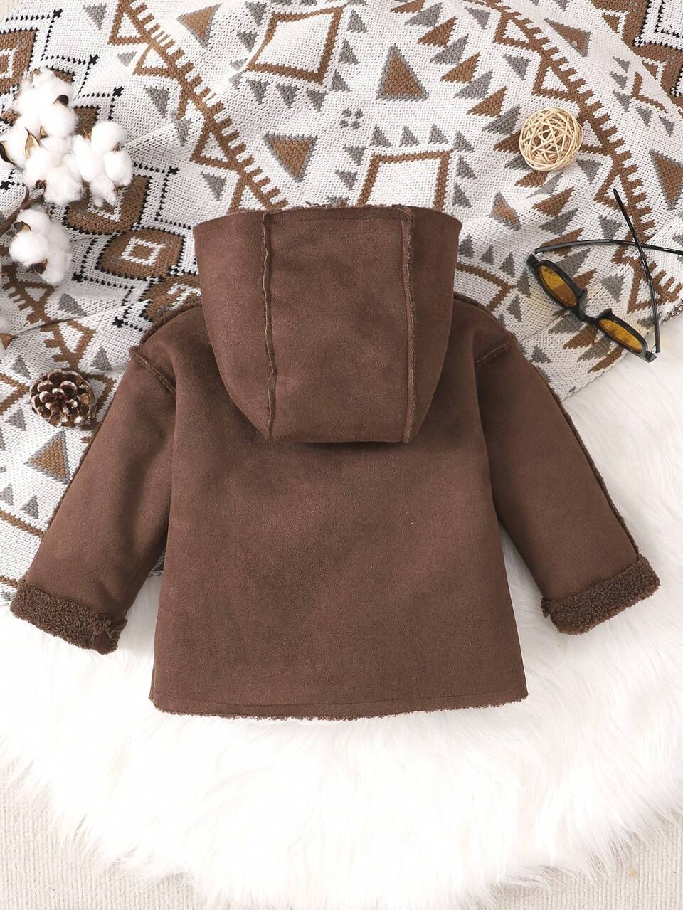 Baby Boy Teddy Lined Hooded Coat