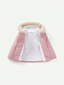 Cozy Pixies 女嬰毛茸邊雙口袋連帽外套