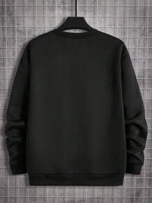 RueChic Sudadera Con Capucha De Impresión Negra De Moda Para Hombres