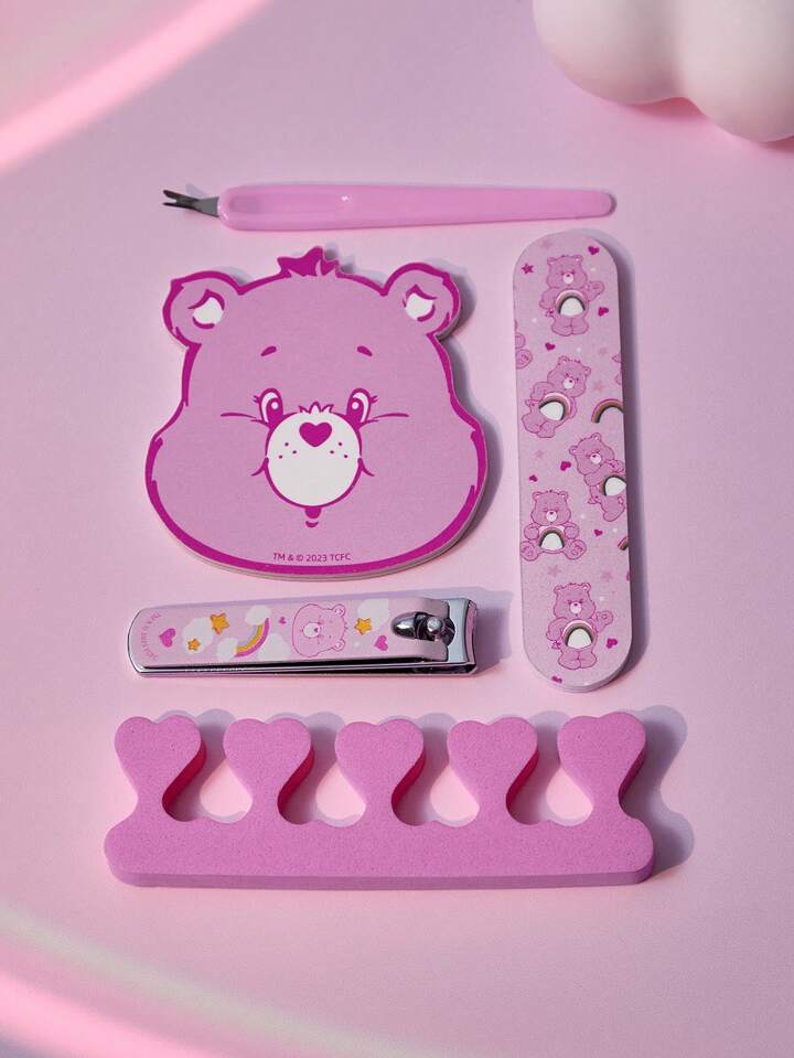 SHEIN X Care Bears ポータブル ピンクのクマ型5点マニキュア