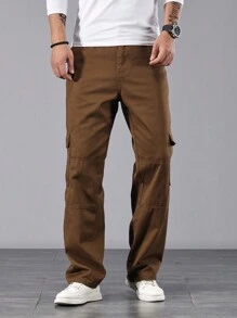 Manfinity Homme Loose Fit Men's Jeans With Flap Pockets On The Side - Brown - View 3